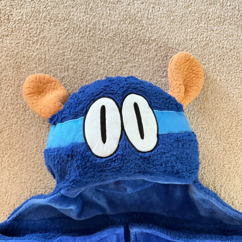 Dog Man Hooded Blanket Kids OS Blue Dav Pilkey Character Fleece Wearable Throw‎